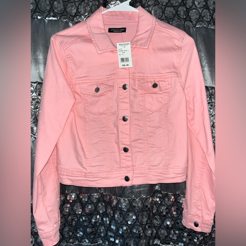 ACTIVE USA DENIM Light Pink Denim Jacket Small